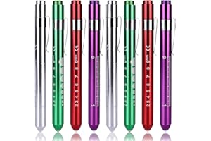 Leikurvo LED Stiftlampe Für Ärzte: 8 Stück Aluminium Medizinische Penlight, Diagnostische Funktion, Für Krankenschwestern Und Rettungsdienst (Rot, Lila, Grün, Silber)