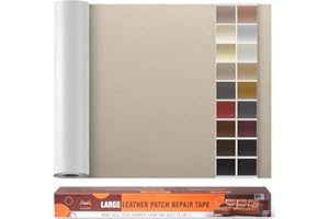 OAZ Patch de Réparation en Cuir Auto-adhésif Surdimensionné, 60 x 300 cm Kit de Réparation de Cuir Autocollant pour la Réparation de Cuir de Grande Taille pour Meubles, Sièges D'auto, Canapés Gris Ivoire