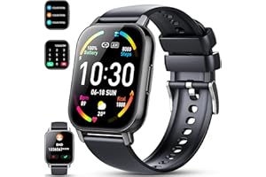 Hoxe Montre Connectée Homme Femme avec Appels Bluetooth, 1.85" HD Smartwatch avec 112 Modes Sportifs/Podometre/Sommeil/Cardiofrequencemetre, IP68 Etanche, Bracelet Montre Connectée pour Android iOS,
