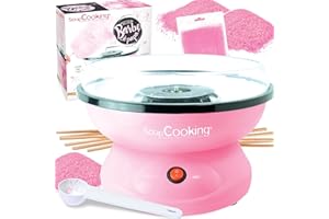 ScrapCooking - Machine Barbe à Papa - Kit Complet pour faire Barbes à Papa Maison : Avec Sucre, Bâtonnets & Cuillère Mesure - Atelier Barbe à Papa - Appareil Électrique Anniversaire - Rose - 3900