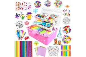 BNUZEIYI 3000 Activites Manuelles pour Enfants Kit Bricolage Enfant Boîte bricolage Pipe Cleaners pour Enfants de 4-6 6-8 8-12 ans Activite Enfant Ensemble de Matériel Jouet Cadeau pour Filles Garçons, Rouge
