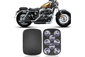 BREDUXSER Motorrad Leder Sozius Situpad mit 8 Saugnäpfen Leder hinten Sozius Sitzkissen Kompatibel mit Harley Bobber Sportster Softail Touring XL 883 1200 Cruiser Custom