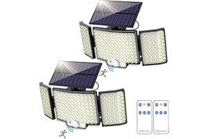 WENATY Outdoor Solar Lights, 212 LED Solar Motion Sensor Security Lights 270° Wide Lighting Angle 3 Modes Solar Powered IP65 Waterproof Flood Wall Lampe with Remote for Garden Front Door Yard (2 Pack)