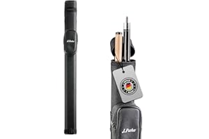 ‎J. PARKER J. Parker Billardköcher – Tasche für 2-TLG. Pool- & Snooker-Queue, 85 cm, schwarz, ovales Gehäuse, mit Zubehörtasche und Tragegurt, robuster Kunstleder-Köcher für Queue-Schutz