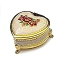 falado Emboss Alloy Metal Colourful Music Box Wind Up and Golden Movement Music Box for Christmas/Birthday/Valentine's Day (Heart Shaped, Song:Fly Me to The Moon)