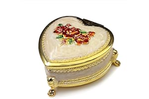 falado Emboss Alloy Metal Colorful Music Box Wind Up and Golden Movement Music Box for Christmas/Birthday/Valentine's Day (Heart Shaped, Song:Fly Me to The Moon)