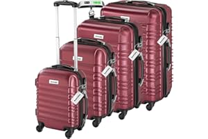 TecTake® Set de Valise de Voyage 4 Tailles - Grande, Cabine, Petite et Maternité - ABS avec Roulettes Pivotantes 360°, Cadenas et Poignée Télescopique