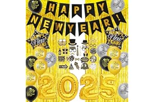 Kesteey 2025 New Year Party Decorations Set, Happy New year Banner 2025 Aluminium Film Balloons New Year Photo Booth Props Curtains New Years Party Balloons for New Years Eve Party Decorations 2025