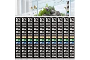 MEIN HERZ 10 Pcs Stick-on LCD Thermometer, Adhesive 18-34℃/64-93℉ Room Aquarium Homebrew Thermometer Strip - Liquid Crystal Display
