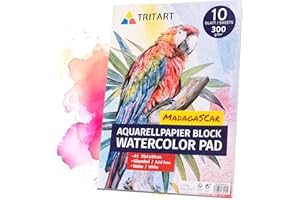 Tritart - Carta per acquerelli, formato A1, 300 g, 10 fogli, formato A1, grande