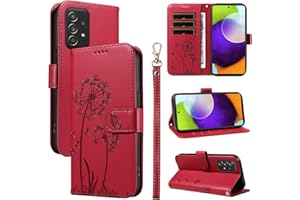 Bravoday Handyhülle für Samsung Galaxy A52 4G / 5G / A52s 5G Hülle, Premium PU Lederhülle Klappbar Tasche Klapphülle mit Magnet Kartenfach Standfunktion Schutzhülle für Galaxy A52 4G / 5G, Rot