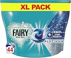 Fairy Platinum +Stain Remover Non Bio Pods Washing Liquid Capsules for Sensitive Skin 44 Washes