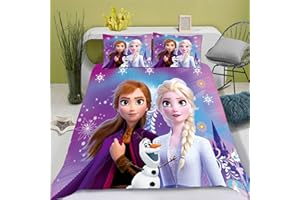 Doiicoon Frozen Bettwäsche Kinder, ELSA Bettwäsche 135x200, Bettwäsche 135x200 Kinderbett Mädchen, Anna Und ELSA Bettwäsche (8,135 x 200 cm)