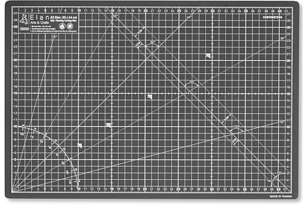 Elan Tapis de Découpe A3 Noir, Tapis de Coupe Auto-cicatrisant 30x44 CM, Planche de Découpe à 5 Couches, Self-Healing Cutting Mat A3