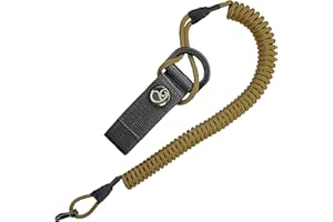Ganzoo Spiral-Kabel Schlüsselanhänger elastisch mit Karabiner, Safety Lanyard mit Paracord-Mantel, Schlüsselband, Stretch Fang-Riemen, RSG Halterung für Polizei, Bundeswehr, Ausrüstungs-Sicherung