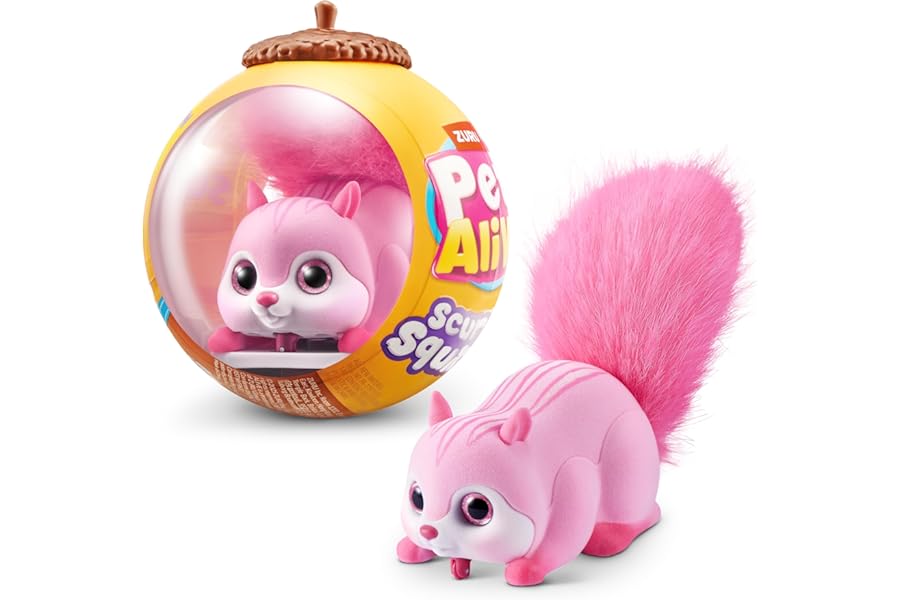 Pets Alive Scurry'n Squirrel (Pink) by ZURU – Interactive Robotic Pet Toy, Moving Squirrel with Realistic Movements and Sounds, Ages 2+, Child Toddler