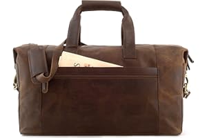 LEABAGS Leder Weekender Damen & Herren I Echtleder Premium Reisetasche I 41 l Sporttasche I Duffle Travel Gym Bag I Sporttasche I Trainingstasche I Tasche Flugzeug I groß I Nature Dunkelbraun