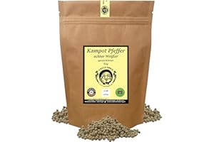 Uncle Spice weißer Kampot Pfeffer - 60g Kampot Pfeffer weiß - Premiumqualität - ganze sonnengetrocknete Pfefferbeeren, weiße Pfefferkörner ganz, handverlesen für die Mühle, Ideal für Soßen