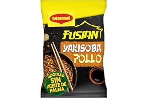MAGGI FUSIAN Yakisoba Noodles Pollo - Noodles de trigo con salsa, hortalizas deshidratadas y condimiento sabor a pollo - 120g