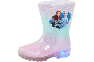 Disney Frozen 2 Girls Light Up Wellington Boots Elsa Anna Lamping Lights Snow Rain Wellies