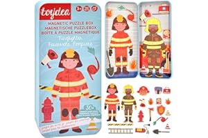 Toydea Magnetspiel Puzzle Box Feuerwehrmann - Fördert Motorik & Fantasie - Feuerwehr Spielzeug ab 3 Jahre, ideales Reisespiel für Kinder - Feuerwehr Geschenk für Jungen & Mädchen