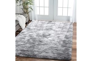 Leesentec Alfombra Salon para Sala de Estar Dormitorio,Alfombra Habitacion de Adolescente Niño y Niña,Pelo Largo Moderna Suave Antideslizante Grande(Gris Blanco, 200x300cm)