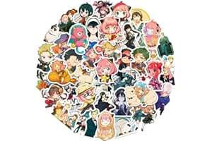 FANCICO Pegatinas de SPYxFAMILY 50 Uds., pegatinas de dibujos animados para botellas de agua, equipaje, bicicleta, coche, pegatinas bonitas, suministros para fiestas para adolescentes y adultos