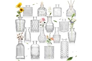 TAVADA Set di 16 piccoli vasi in vetro, vasi da tavolo, vasi decorativi vintage, set di mini vasi da fiori per decorazione da tavolo, centrotavola, decorazioni per matrimoni, fiori