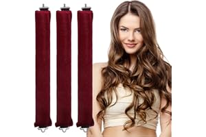 3 Stück Hitzefreie Lockenwickler, APLZGMG Heatless Curls Band, Lockenwickler Über Nacht mit Haken, Overnight Blowout Locken Ohne Hitze, Lockenwickler Heatless Curls für Alle Haartypen (Rotwein)