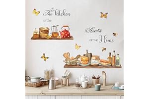 Tanlaby Pegatinas de Pared para Cocina - Vajilla, Tetera, Vinilos Decorativos - Salud de la Casa Refrán - Pelar y Pegar - Decoración para Comedor y Restaurante
