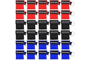 ‎HOMEALEXA Homealexa Beatmungsmaske, CPR Maske Schlüsselanhänger 30 Stücke Beatmungstuch mit Rückschlagventil Atmen Barriere - 10 Schwarz + 10 Rot + 10 Blau
