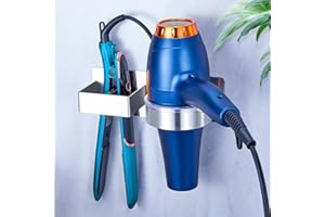 GGQ Supporto Phon e Piastra Senza Foratura, Porta Phon da Parete, Acciaio Inox Porta Phon e Piastra, Porta Asciugacapelli Autoadesivo per Il Bagno Del Barbiere