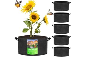 NMM Bolsa de Cultivo De Plantas, 6 Piezas 10 Galones (56.7 L) Bolsa de Plantación de Papas, Bolsas de Tela no Tejida para Plantas con Asas para Tomate, Plantas, Frutas, Verduras y Flores (Negro)