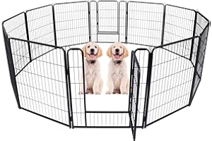 XINZI Wybieg dla psów o wysokości 80 cm, wybieg, kojec dla szczeniaków z drzwiami i kotwą w ziemi, modułowe, metalowe ogrodzenie dla szczeniaków, do użytku na zewnątrz i wewnątrz (12 elementów)