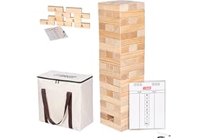 DOCTOR SPORT │ XXL Massivholz Wackelturm │ 2-4 Personen │ Bis zu 160cm hoch │ Inklusive Brett und schöner Tragetasche │ Ultra luxuriös │ Professionelles Spiel