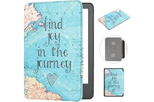 MOKASE Funda para Kindle Paperwhite de 7« (12ª generación, 2024) y Kindle Colorsoft Signature Edition, Funda Protect rígida de Piel de PU Ultra con Correa de Mano para el de 7» 2024, Map