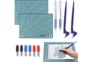 WEFINEST Stylo Cutter De Precision Rotatif 360 Degrés, Cutter Rotatif Scrapbooking Avec 6 Lames De Rechange, 2 Tapis De Découpe, 2 Stylo Couteau De Précision, Couteau Pour Loisirs Créatifs pour L'Artisanat