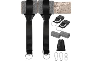 AICOIMY 1.5M Swing Straps Hanging Hammock Chair Hanging Kit, Nylon Hammock Tree Straps with 360°Swivel Hook, 2 Heavy Duty Carabiners and 2 Tree Protection Pads for Hammocks and Swings - Bonus Storage Bag