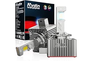 Nvdin bombillas d1s led 30000lm, lámpara para faros de coche, tamaño xenón 1:1, kit de luces para largas y cortas, montaje directo, 6000k blanco intenso