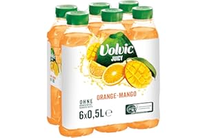 Volvic Juicy Orange-Mango – Mit Mehrfruchtsaft aus Fruchtsaft­konzentraten – Nur natürliche Aromen – 6 x 0,5 l