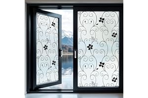DUOFIRE Privacy Window Film Frosted Decorative Window Sticker Non Adhesive No-Glue Static Cling Glass Film Anti-UV Film (30cm X 120cm， DP014B)