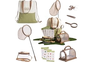 ROBUD Kit de recherche pour enfants avec attrape-insectes, loupe, observateur d'insectes, filet papillon, sac de transport, jouets cadeaux pour garçons et filles à partir de 3 à 5 à 8 à 12 ans