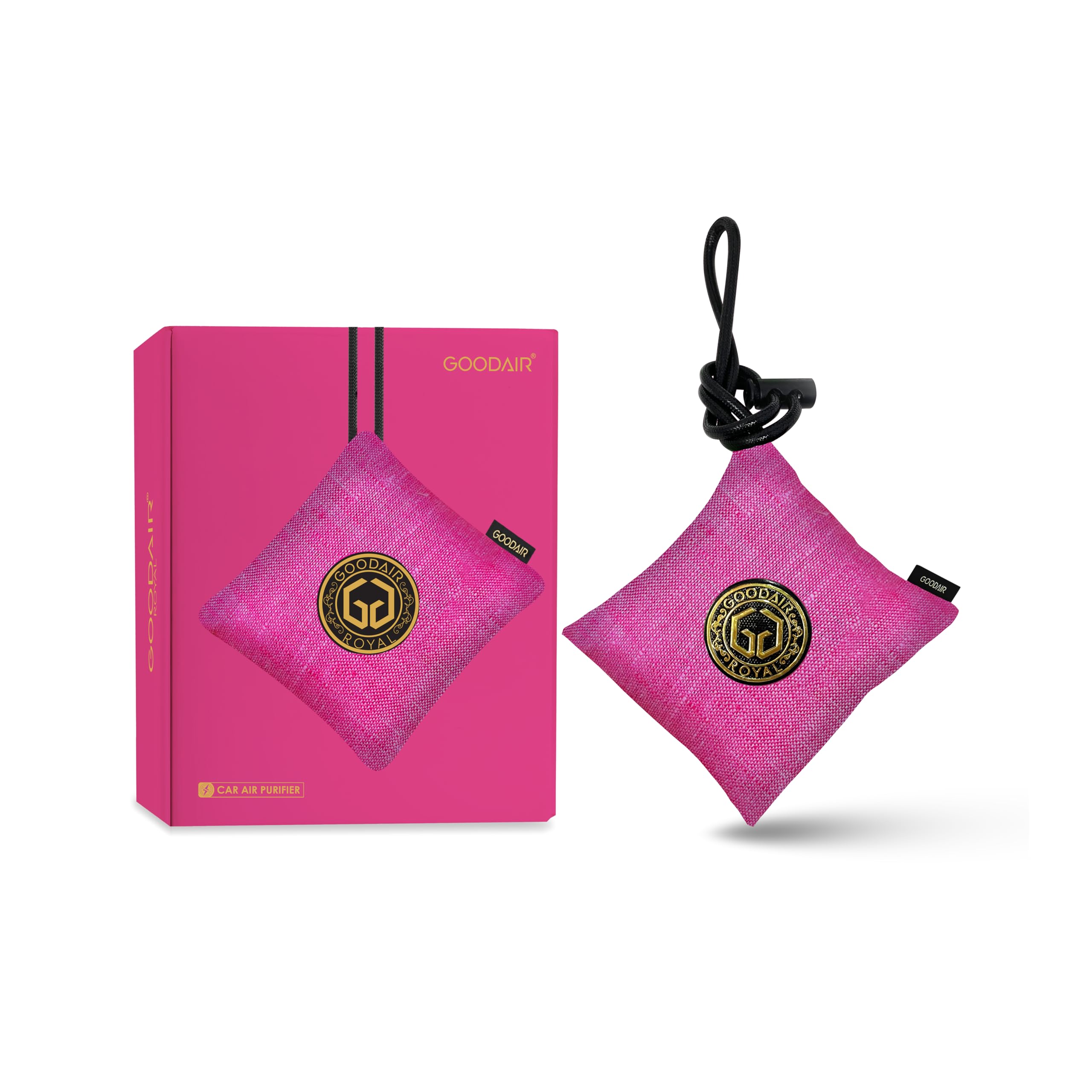 GOODAIR Non-Electric Car Air Purifier | Stylish Pink | Advanced Impregnated Activated Carbon | 24/7 Air Purification