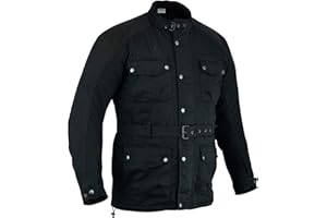 ‎TEXPEED Texpeed Gewachste Baumwolle Motorradjacke herren mit protektoren - Motorrad Biker Wasserdicht Jacke Mit Rüstung (EN 1621-1) Schwarz - L