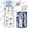 Babuloo Fireworks Bubble Machine, Kids Automatic Bubble Blower Machine with Lights/Battery/DIY Sticker/80ml Solution, 10000+ Bubbles per Minute Outdoor Bubble Maker Toys for Party Wedding Garden