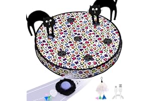 GoldenSun Jouet pour chat - Balle à roulement rapide dans un sac - Jouet pour chat domestique - Balle mobile activée par le mouvement - Tapis à 7 trous