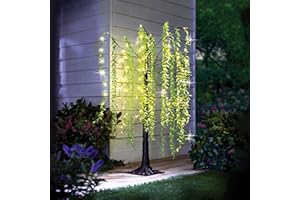 3 Pagen® Solar Lichterbaum für den Garten, Solar Deko Weidenbaum Garten groß mit 120 LEDs warmweiß, XL-Solar-Lichterbaum, Gartendekoration Solarbetrieben, Solar Gartenleuchten H 150 cm