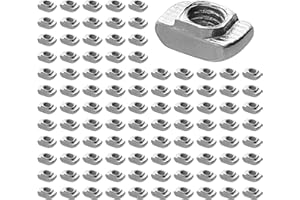 GETLITOOL - Tuercas de ranura en T (100 unidades, 6 m5, acero al carbono, niquelado, tuerca de fijación con cabezal de martillo para perfil de aluminio extrusión