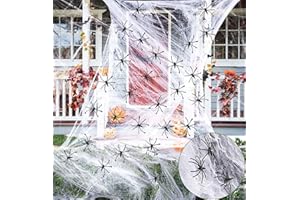 Kimimara 60g Stretchable Spider Cobweb - Halloween Spider Web Decoration with 30 Pcs Fake Spiders for Halloween Cobweb Decorations