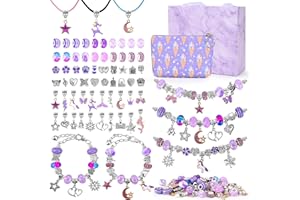 Januts Kit para Hacer Pulseras Niñas DIY Kit Fabricación Joyas Vistoso Arte Artesanía Juego de Abalorios para Niños Adolescentes 8-12 Años Juguetes para Niñas para Cumpleaños de Navidad, Morado